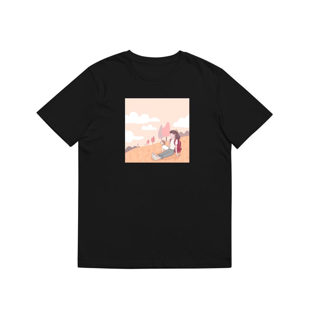 A Girl and Her Dog Pause to Appreciate the Beauty of a Peaceful Hillside T-Shirts