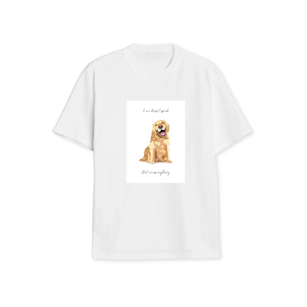 A Golden Retriever's Radiant Smile in a Moment of Love T-Shirts