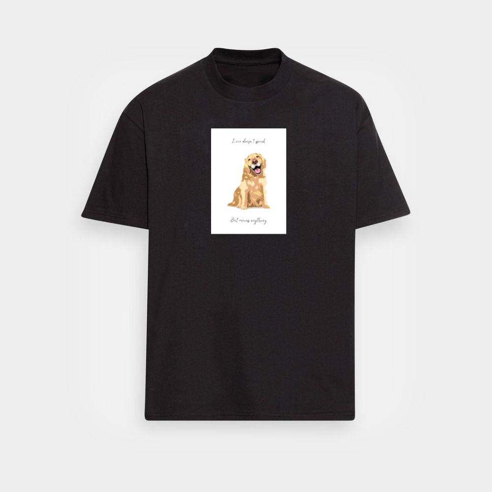 A Golden Retriever's Radiant Smile in a Moment of Love T-Shirts