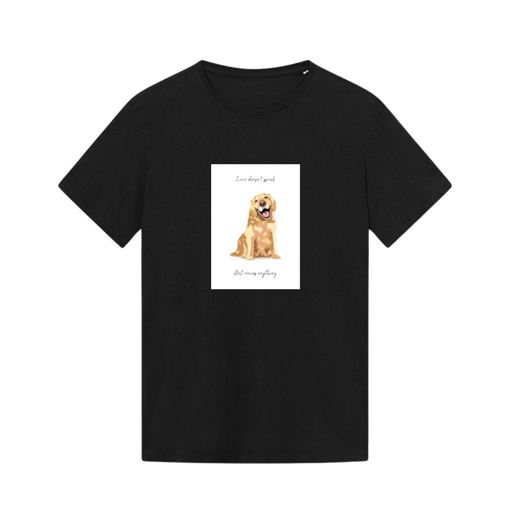 A Golden Retriever's Radiant Smile in a Moment of Love T-Shirts