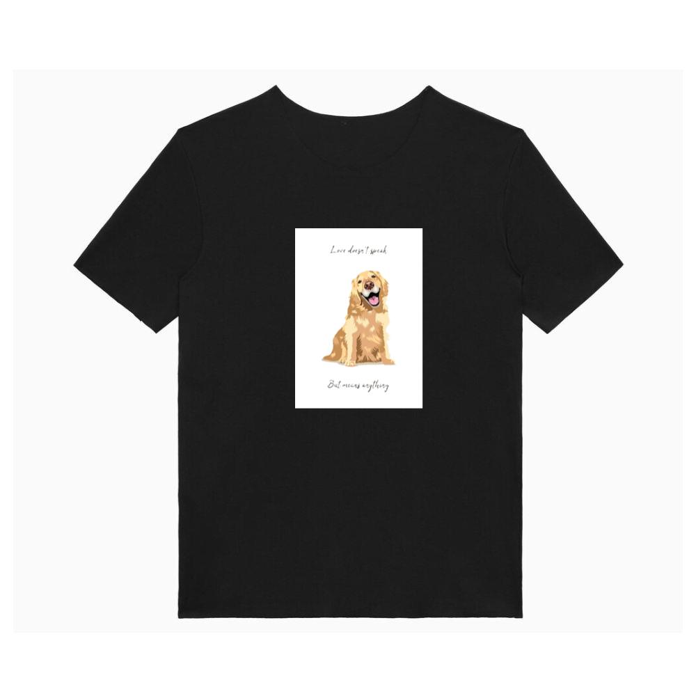 A Golden Retriever's Radiant Smile in a Moment of Love T-Shirts