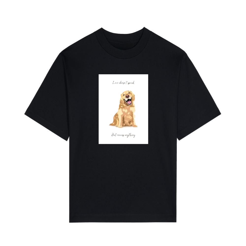 A Golden Retriever's Radiant Smile in a Moment of Love T-Shirts