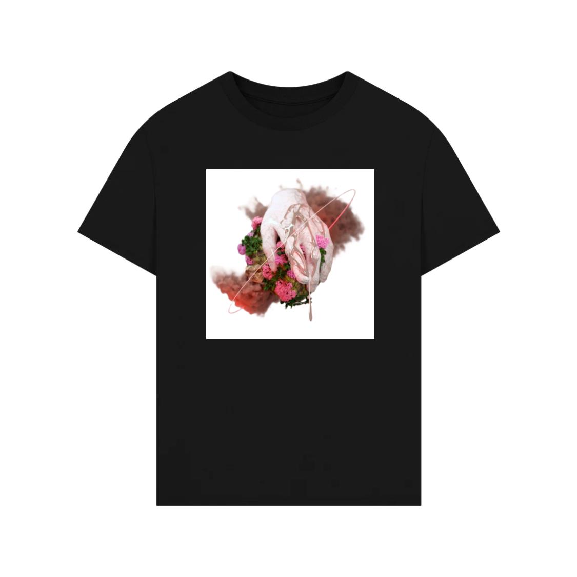 A Hand Emerging from Flora with Smoke and Abstract Lines T-Shirt