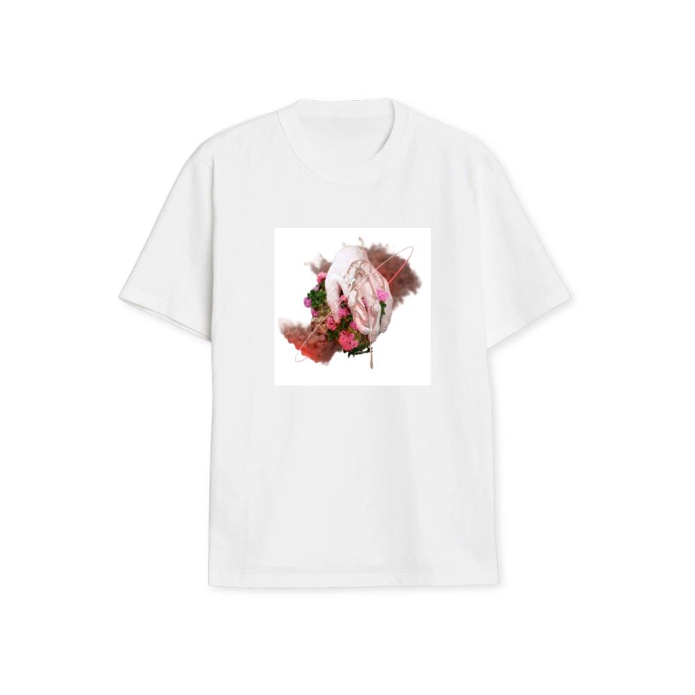 A Hand Emerging from Flora with Smoke and Abstract Lines T-Shirts