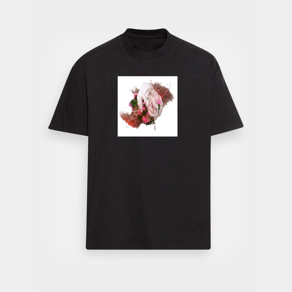 A Hand Emerging from Flora with Smoke and Abstract Lines T-Shirts