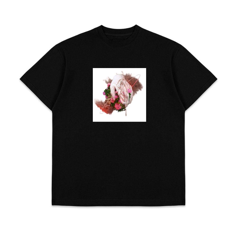 A Hand Emerging from Flora with Smoke and Abstract Lines T-Shirts