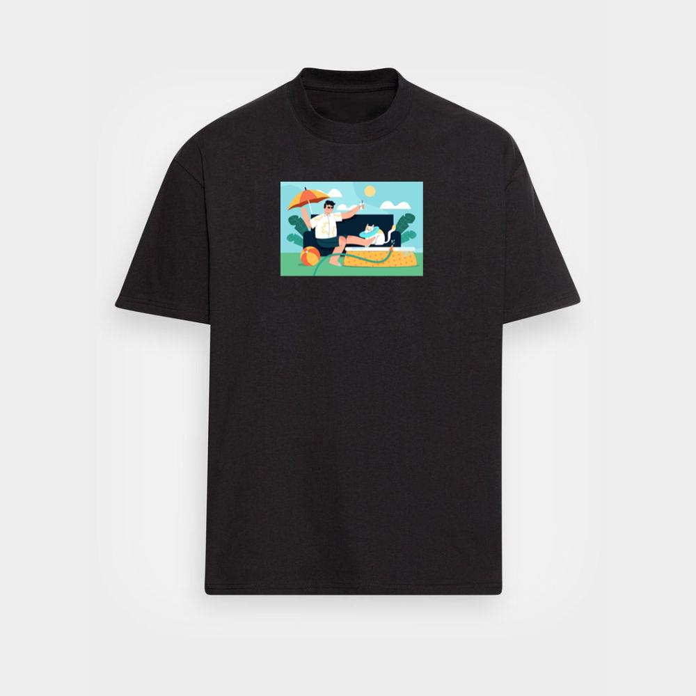 A Humorous Summer Scene of Relaxation and Whimsy T-Shirts