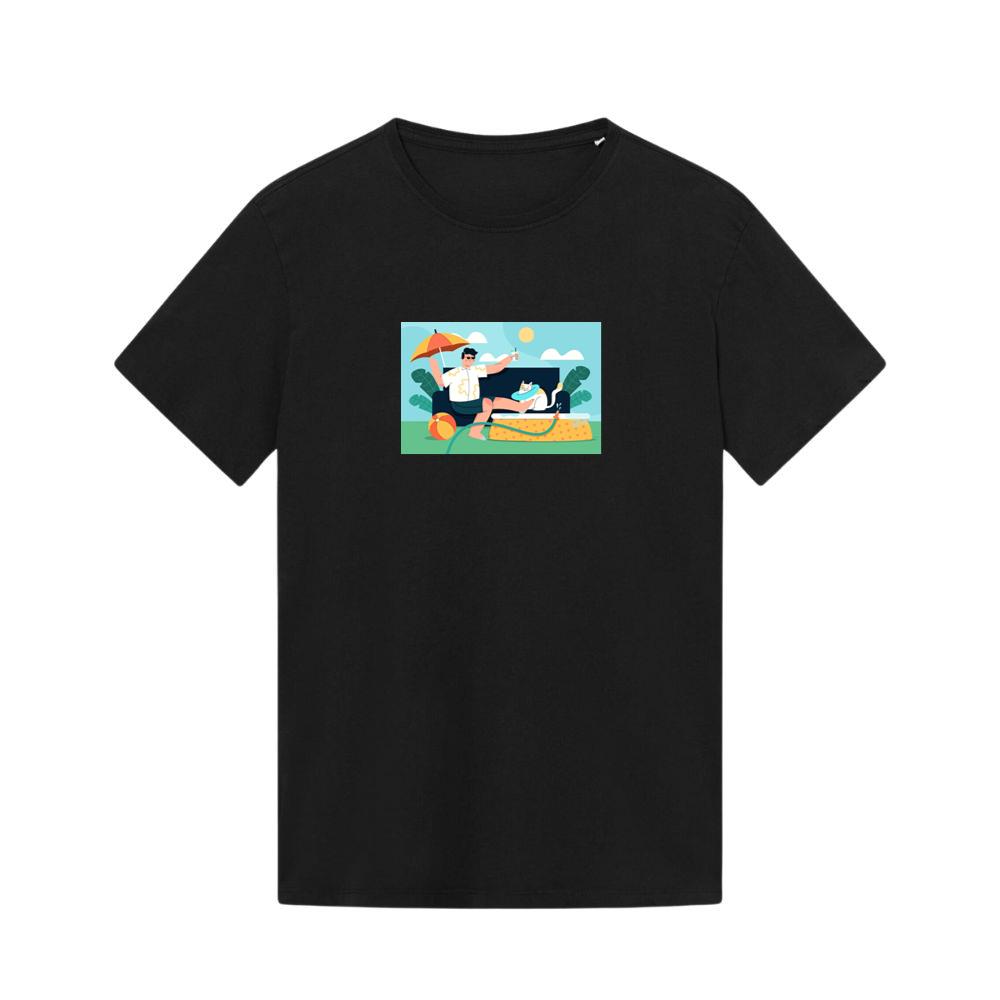 A Humorous Summer Scene of Relaxation and Whimsy T-Shirts