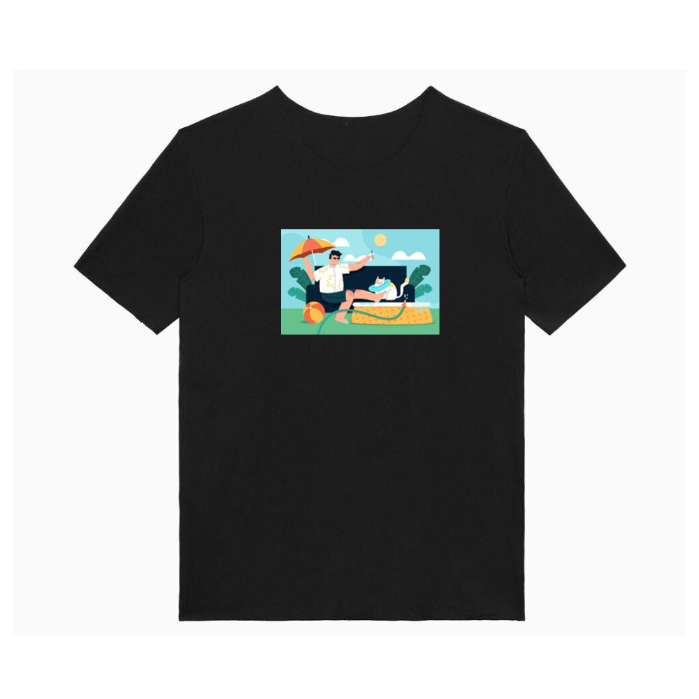 A Humorous Summer Scene of Relaxation and Whimsy T-Shirts