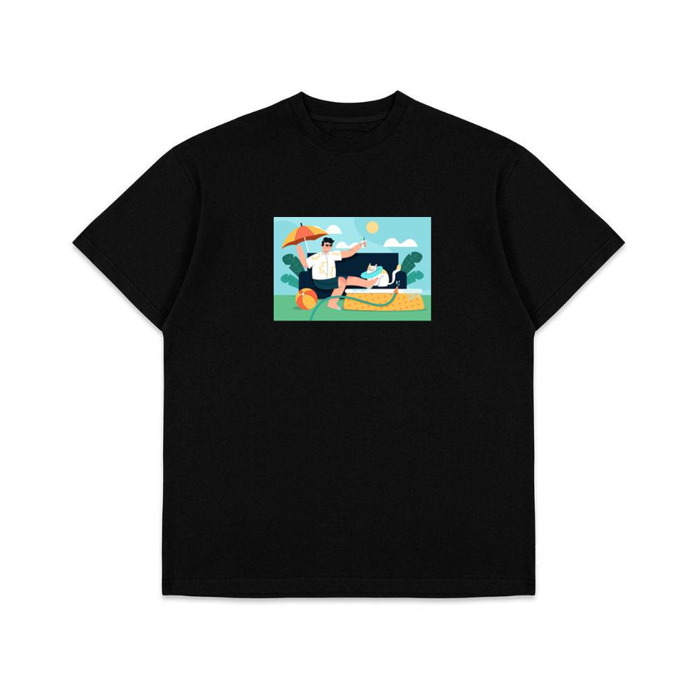 A Humorous Summer Scene of Relaxation and Whimsy T-Shirts