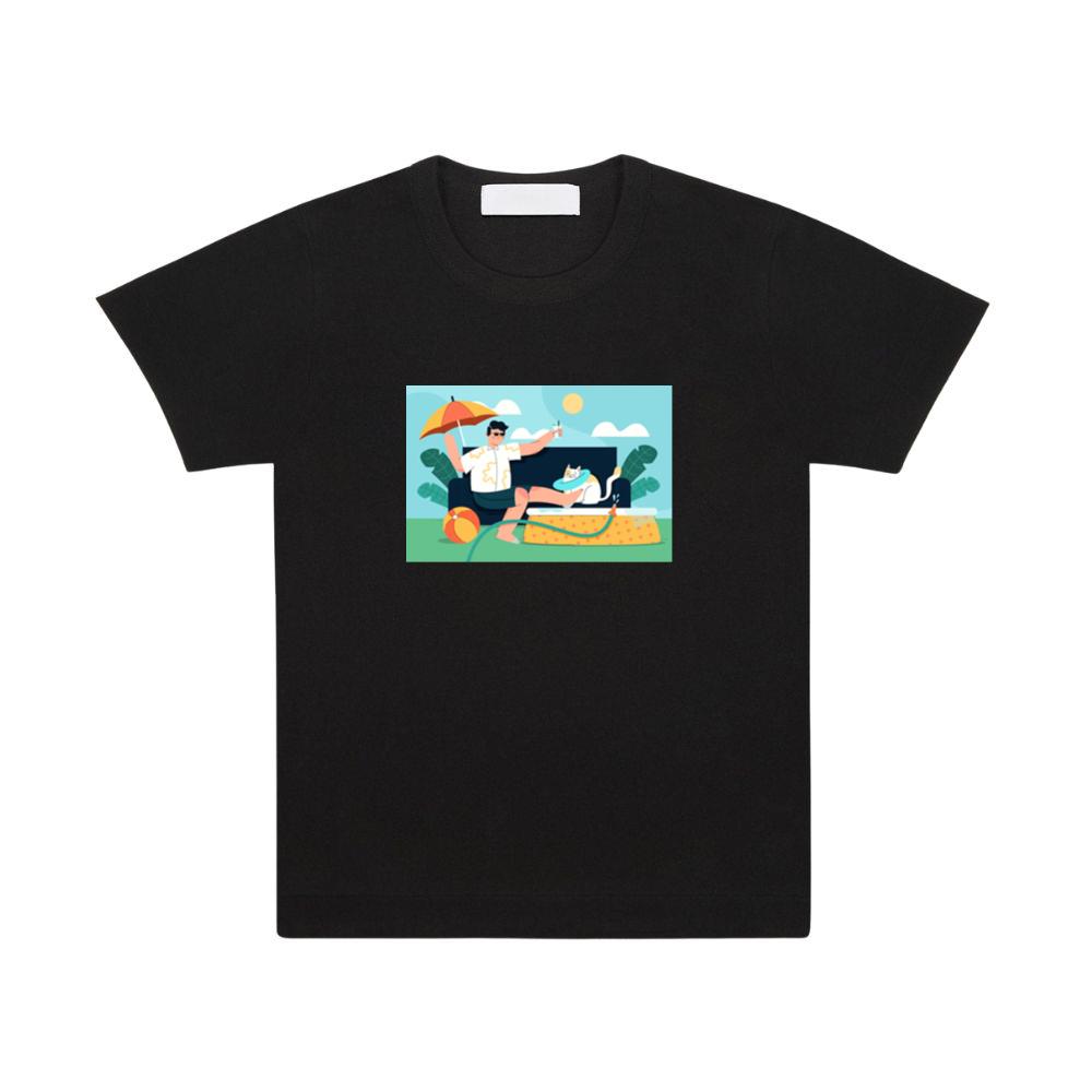 A Humorous Summer Scene of Relaxation and Whimsy T-Shirts