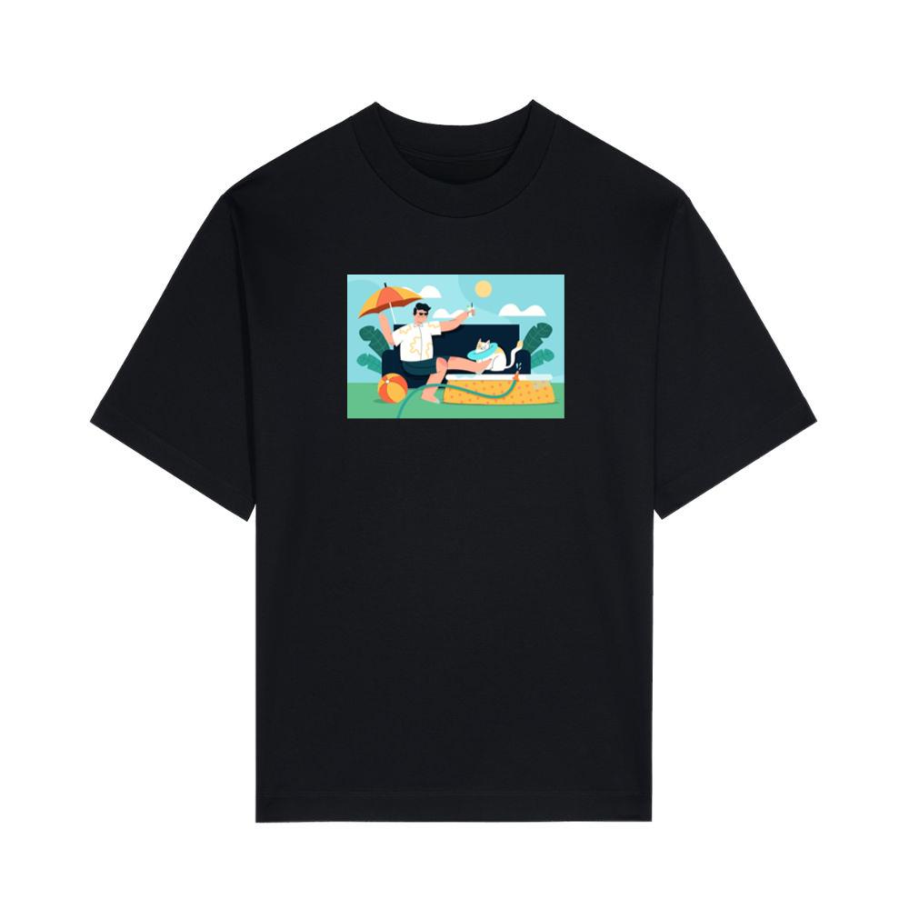 A Humorous Summer Scene of Relaxation and Whimsy T-Shirts