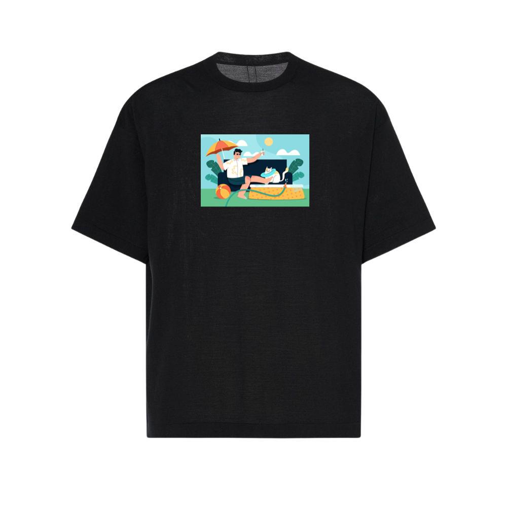 A Humorous Summer Scene of Relaxation and Whimsy T-Shirts