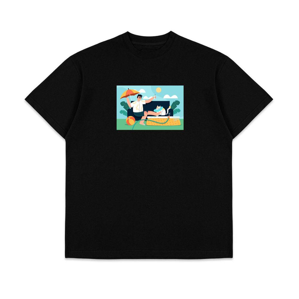 A Humorous Summer Scene of Relaxation and Whimsy T-Shirts