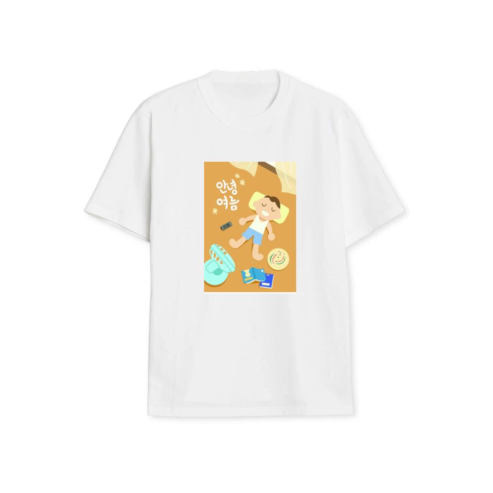 A Laid-Back Illustration with a 'Hello Summer' Message and Travel Items T-Shirts