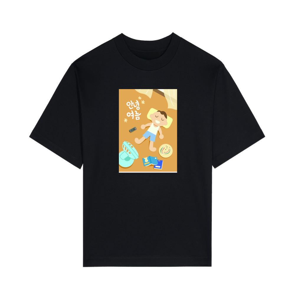 A Laid-Back Illustration with a 'Hello Summer' Message and Travel Items T-Shirts