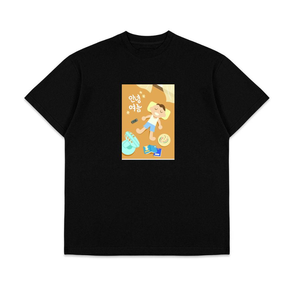A Laid-Back Illustration with a 'Hello Summer' Message and Travel Items T-Shirts