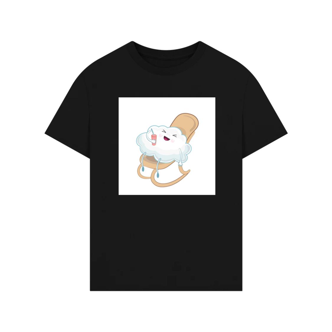 A Moment of Relaxation and Joy for a Smiling Cloud in a Rocker T-Shirt