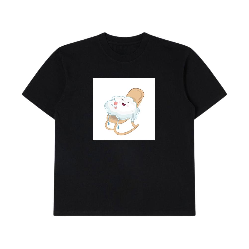 A Moment of Relaxation and Joy for a Smiling Cloud in a Rocker T-Shirts