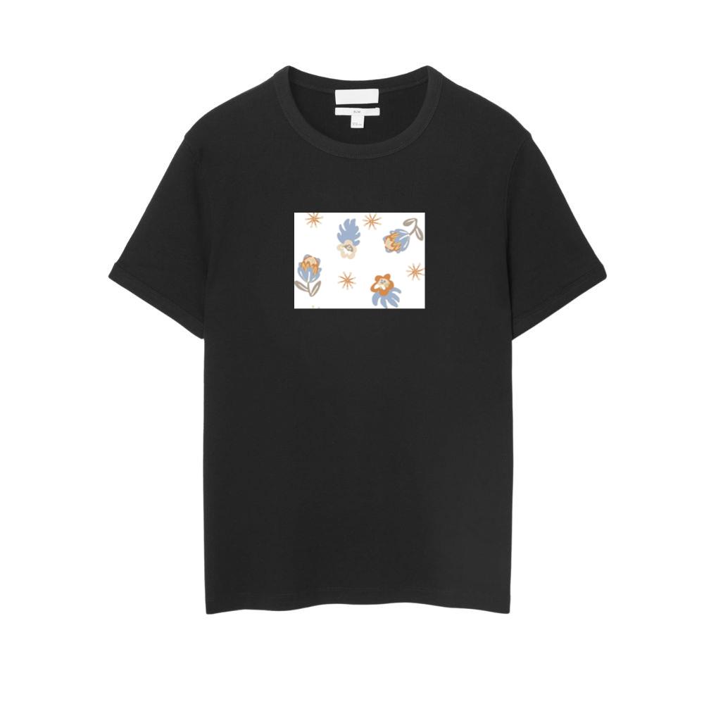 A Muted Floral Pattern on Beige T-Shirts