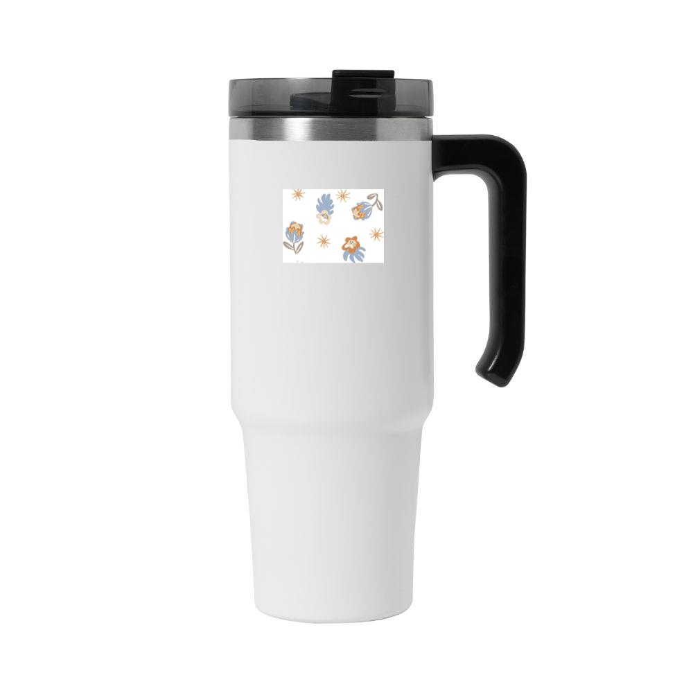 A Muted Floral Pattern on Beige Tumbler
