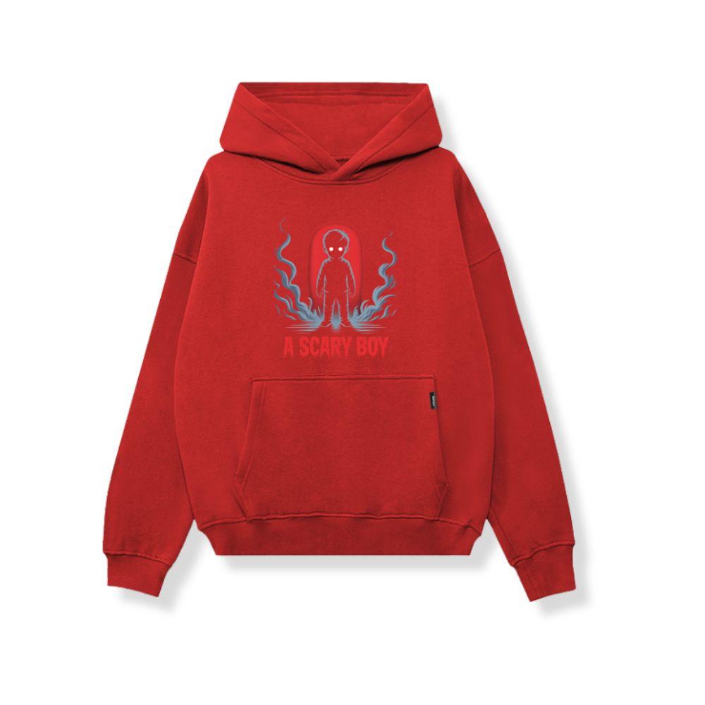 A Scary Boy Red Glow Horror Design Hoodie - Image 4