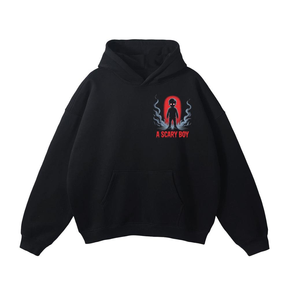 A Scary Boy Red Glow Horror Design Hoodie