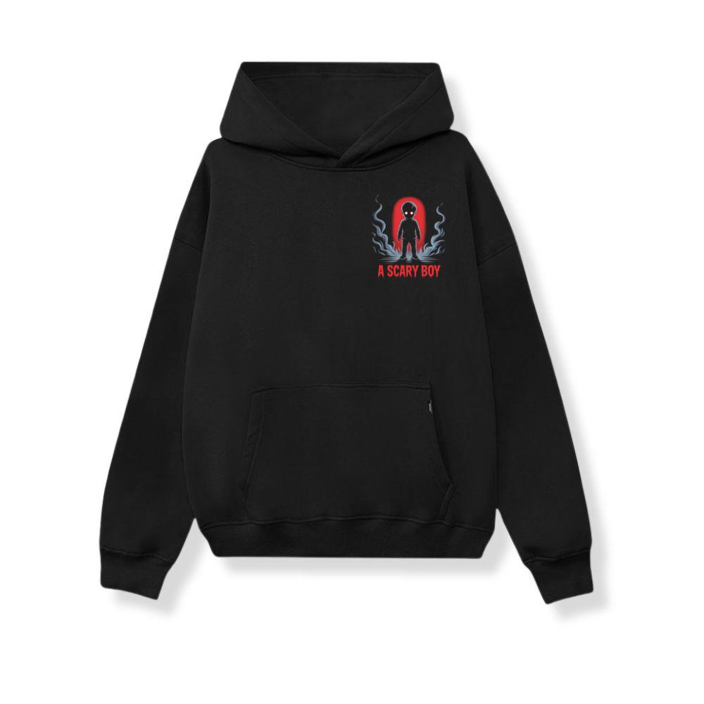 A Scary Boy Red Glow Horror Design Hoodie
