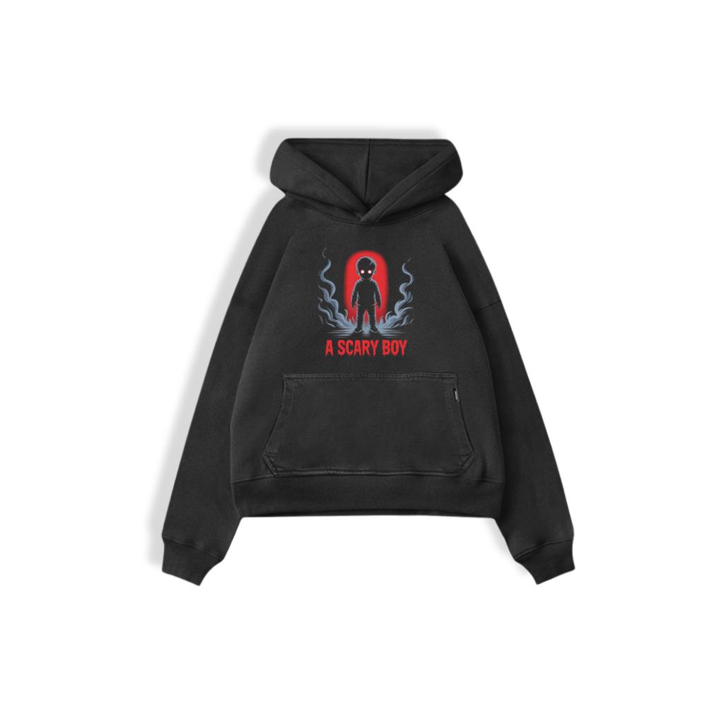 A Scary Boy Red Glow Horror Design Hoodie