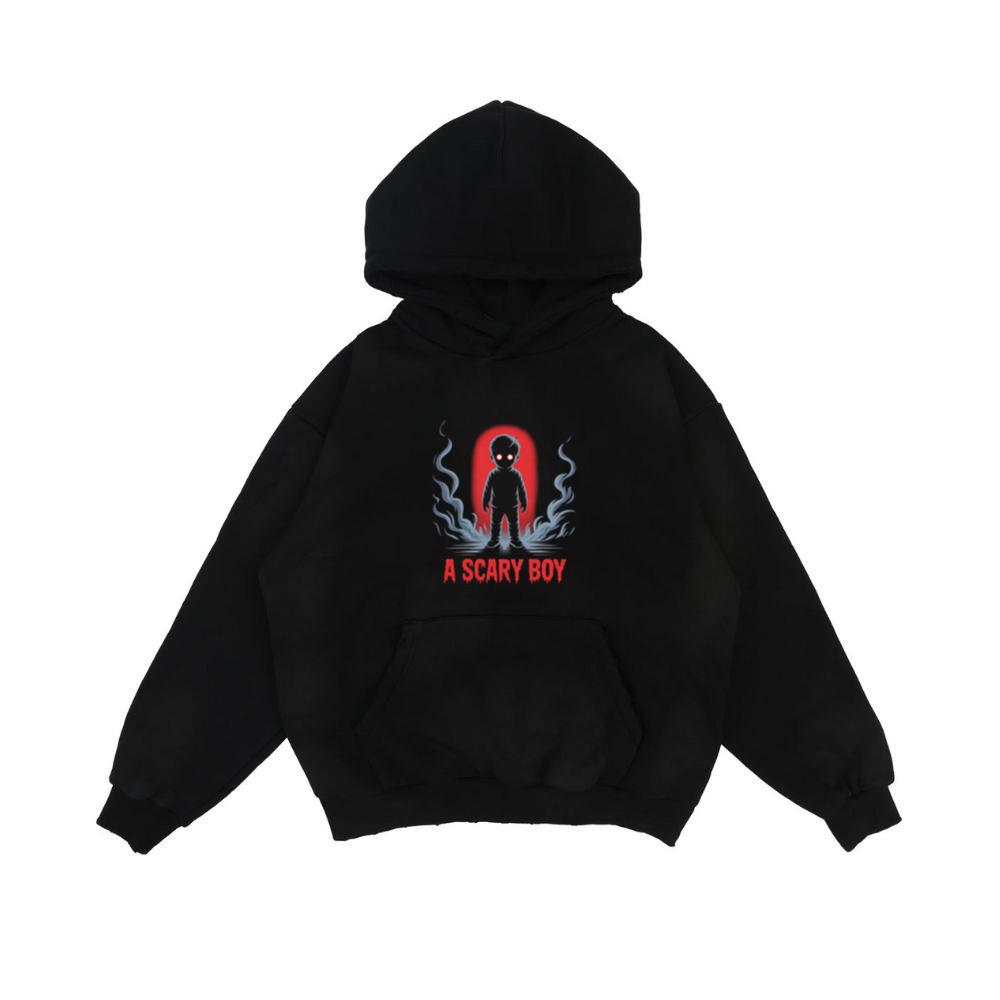 A Scary Boy Red Glow Horror Design Hoodie
