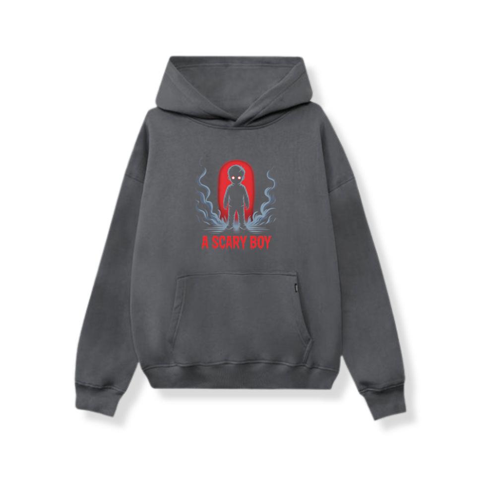 A Scary Boy Red Glow Horror Design Hoodie - Image 2