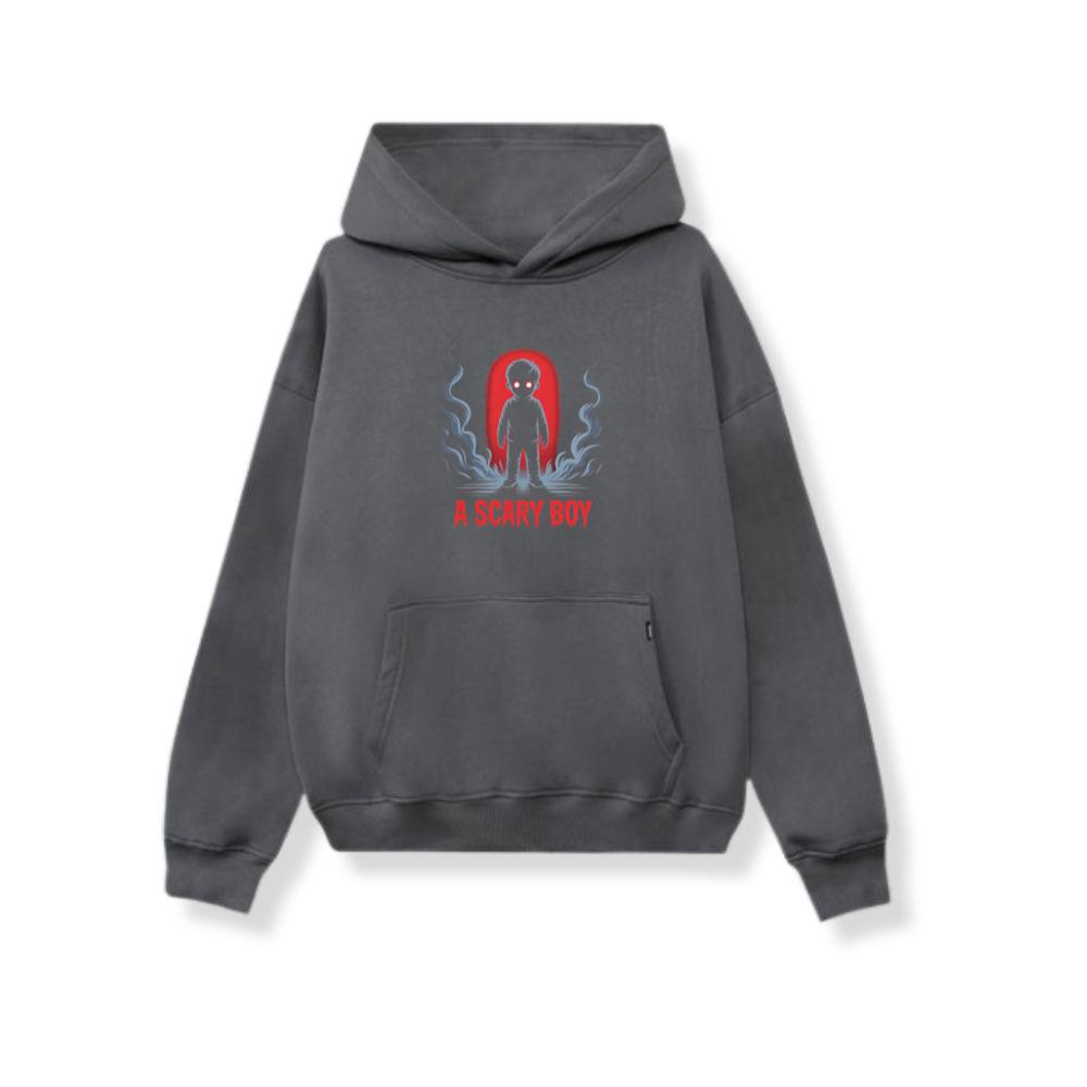 A Scary Boy Red Glow Horror Design Hoodie - Image 2