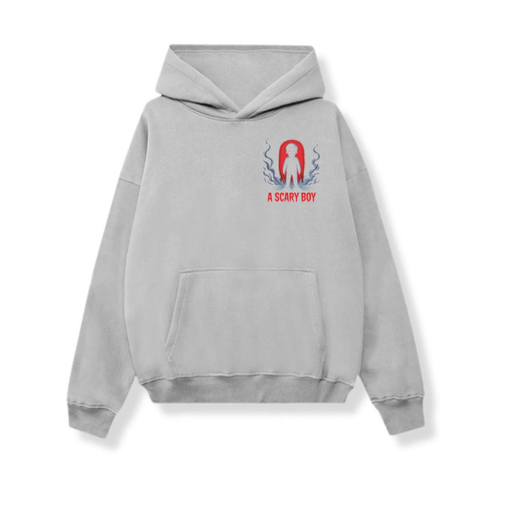A Scary Boy Red Glow Horror Design Hoodie