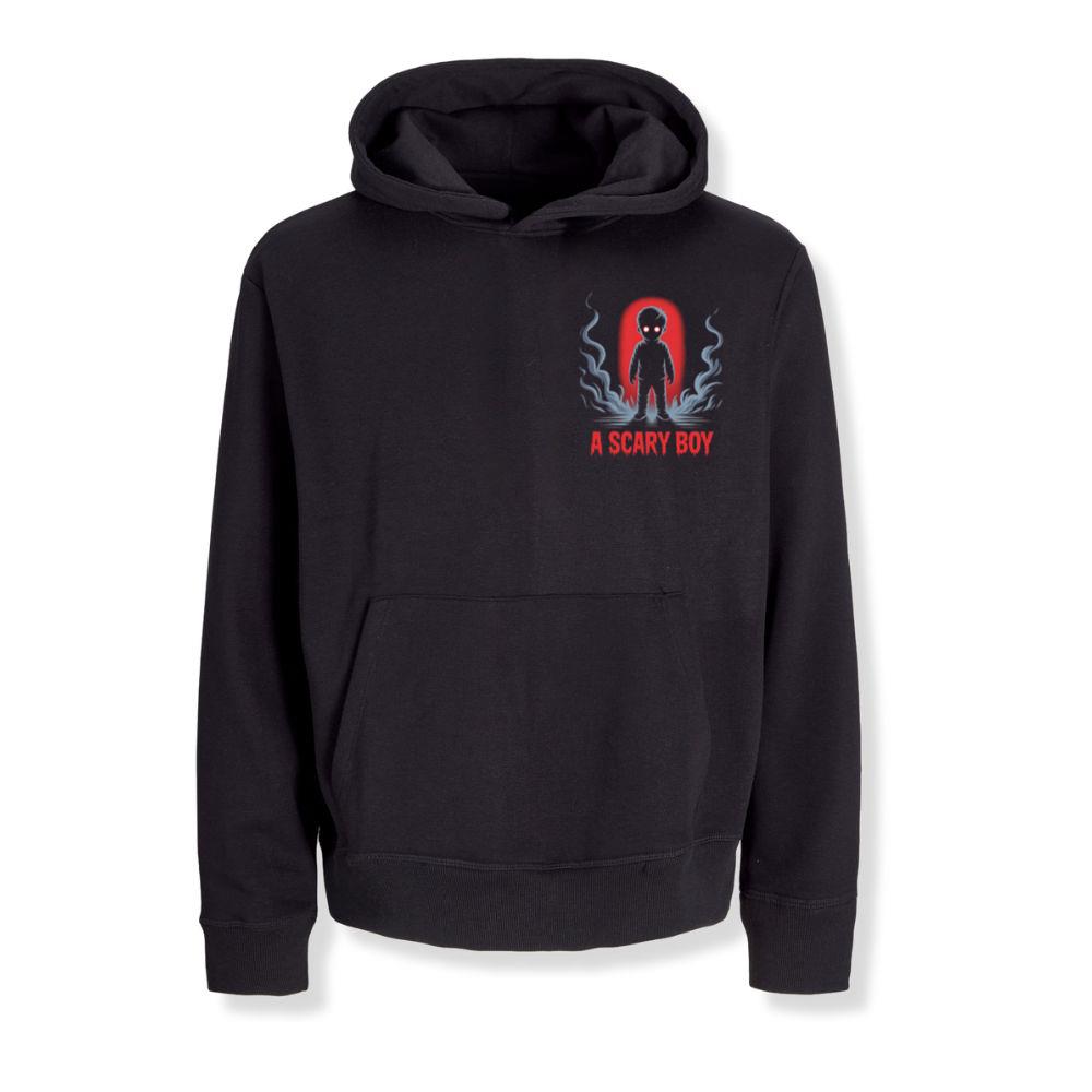 A Scary Boy Red Glow Horror Design Hoodie Enterthefit