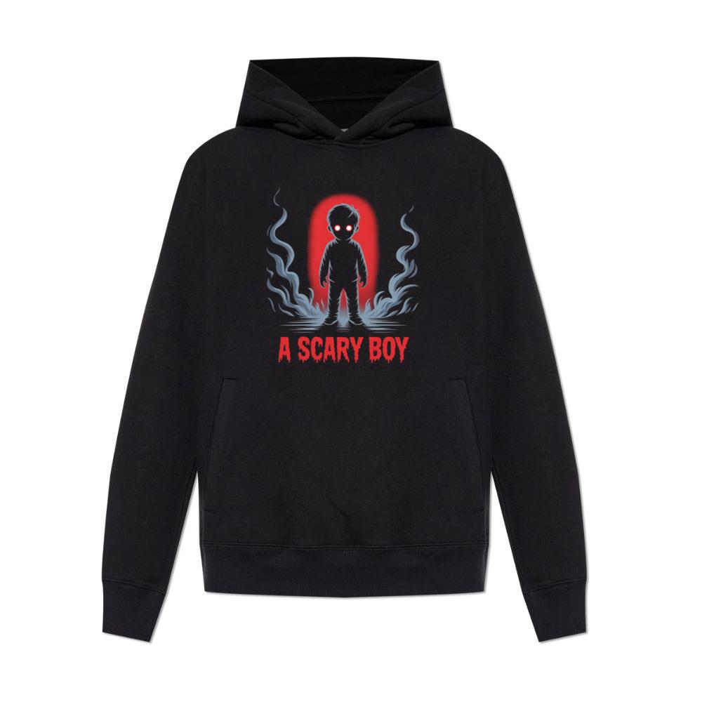 A Scary Boy Red Glow Horror Design Hoodies