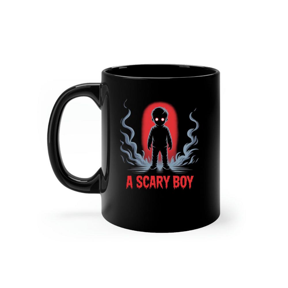 A Scary Boy Red Glow Horror Design Mug