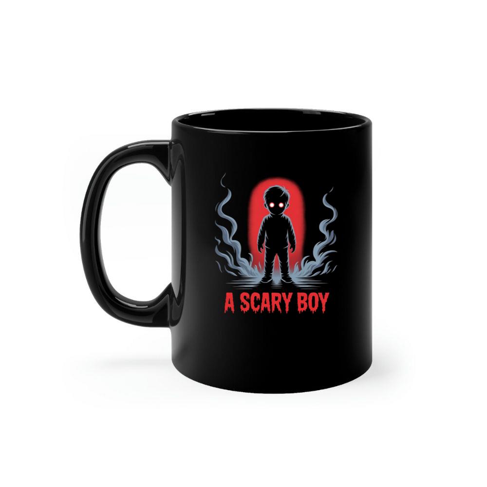 A Scary Boy Red Glow Horror Design Mug