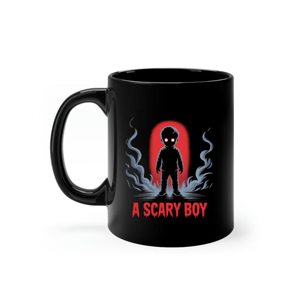 A Scary Boy Red Glow Horror Design Mug