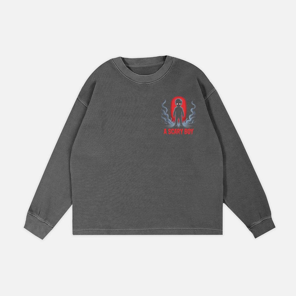 A Scary Boy Red Glow Horror Design Sweatshirt