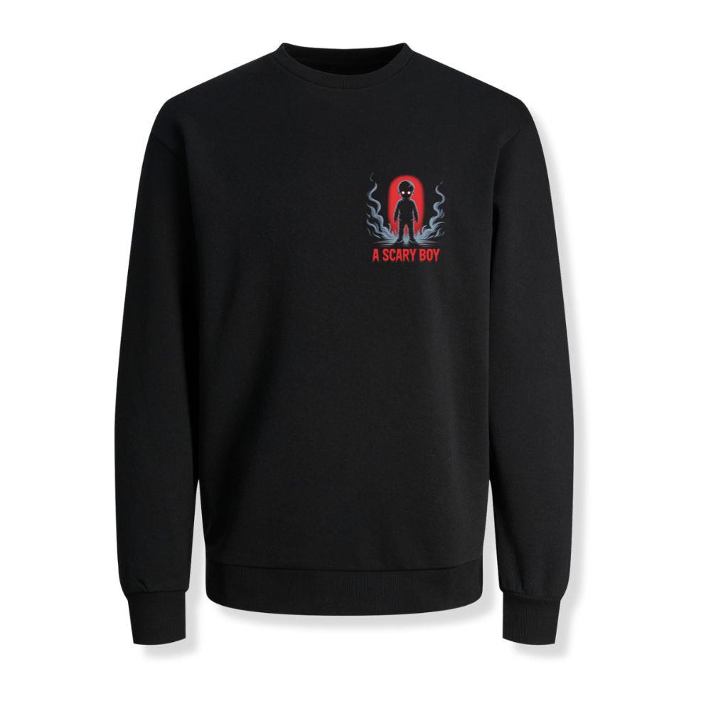 A Scary Boy Red Glow Horror Design Sweatshirt