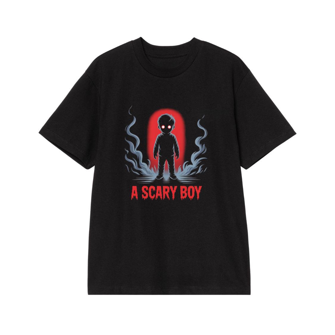 A Scary Boy Red Glow Horror Design T-Shirt