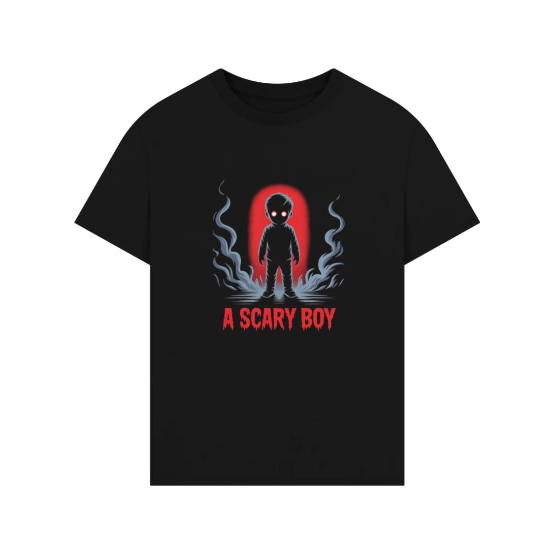 A Scary Boy Red Glow Horror Design T-Shirt