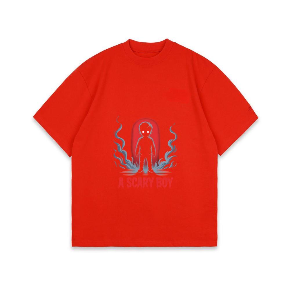 A Scary Boy Red Glow Horror Design T-Shirt