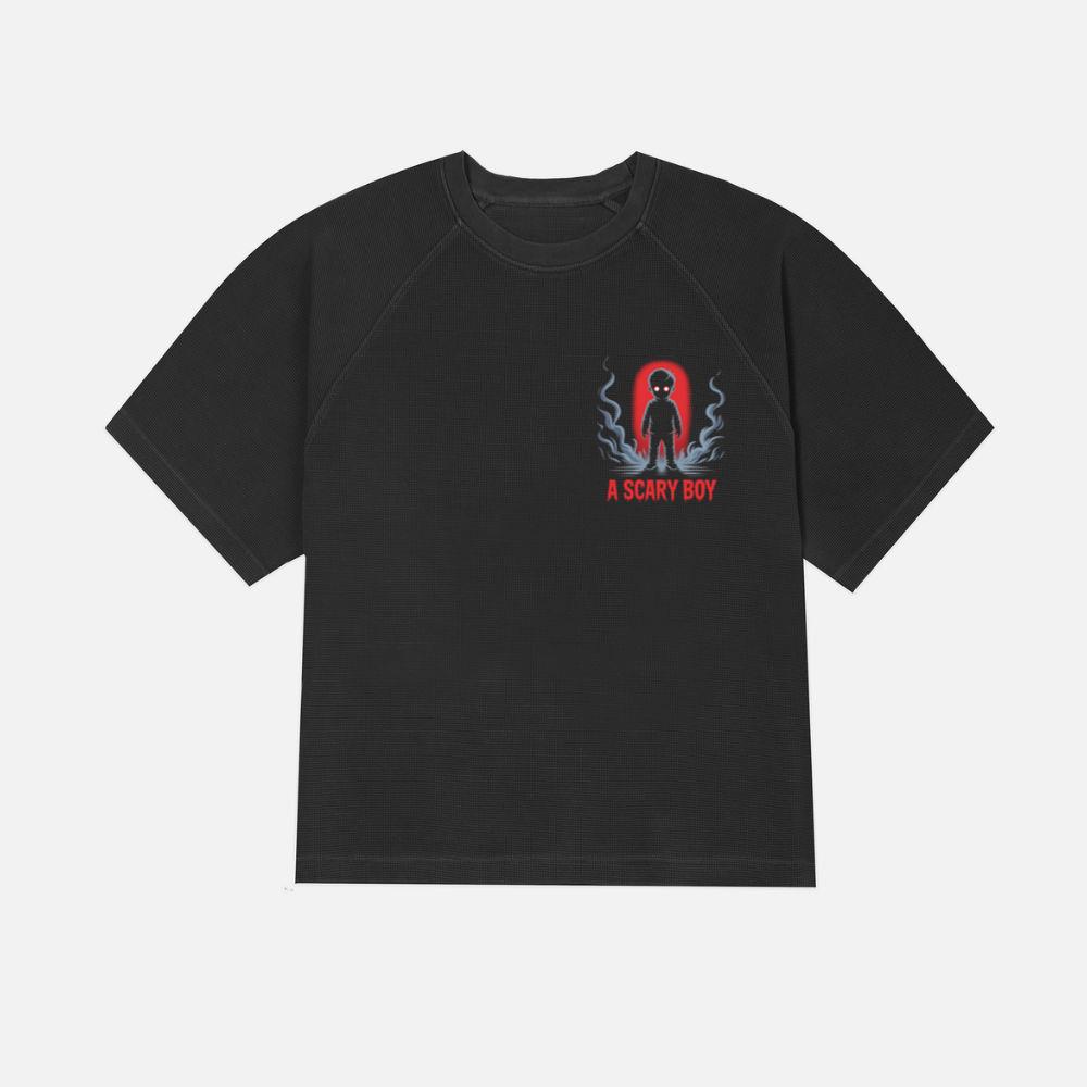 A Scary Boy Red Glow Horror Design T-Shirt