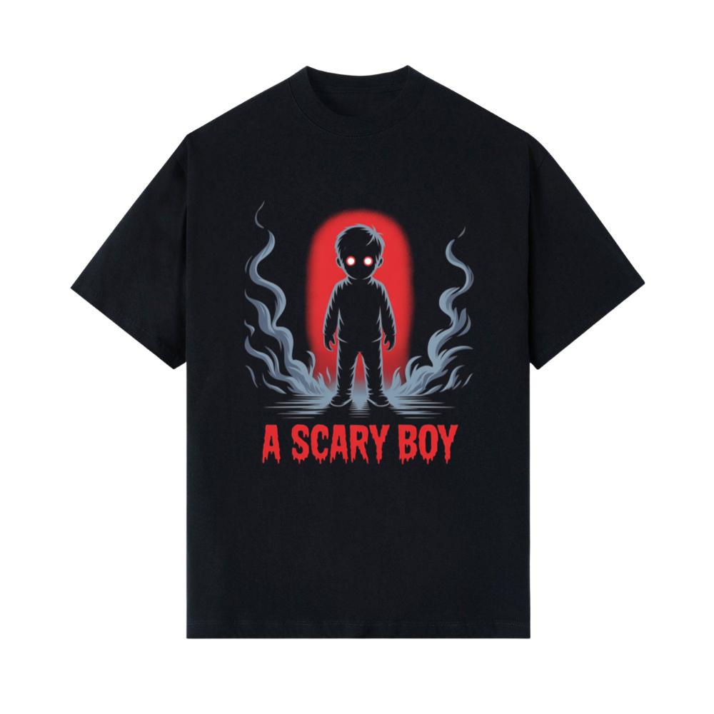 A Scary Boy Red Glow Horror Design T-Shirts