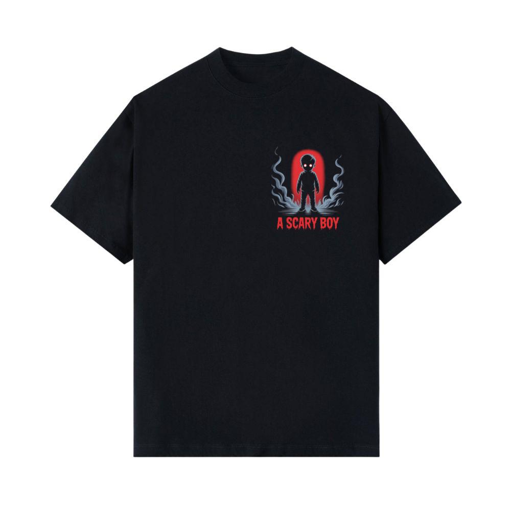 A Scary Boy Red Glow Horror Design T-Shirts