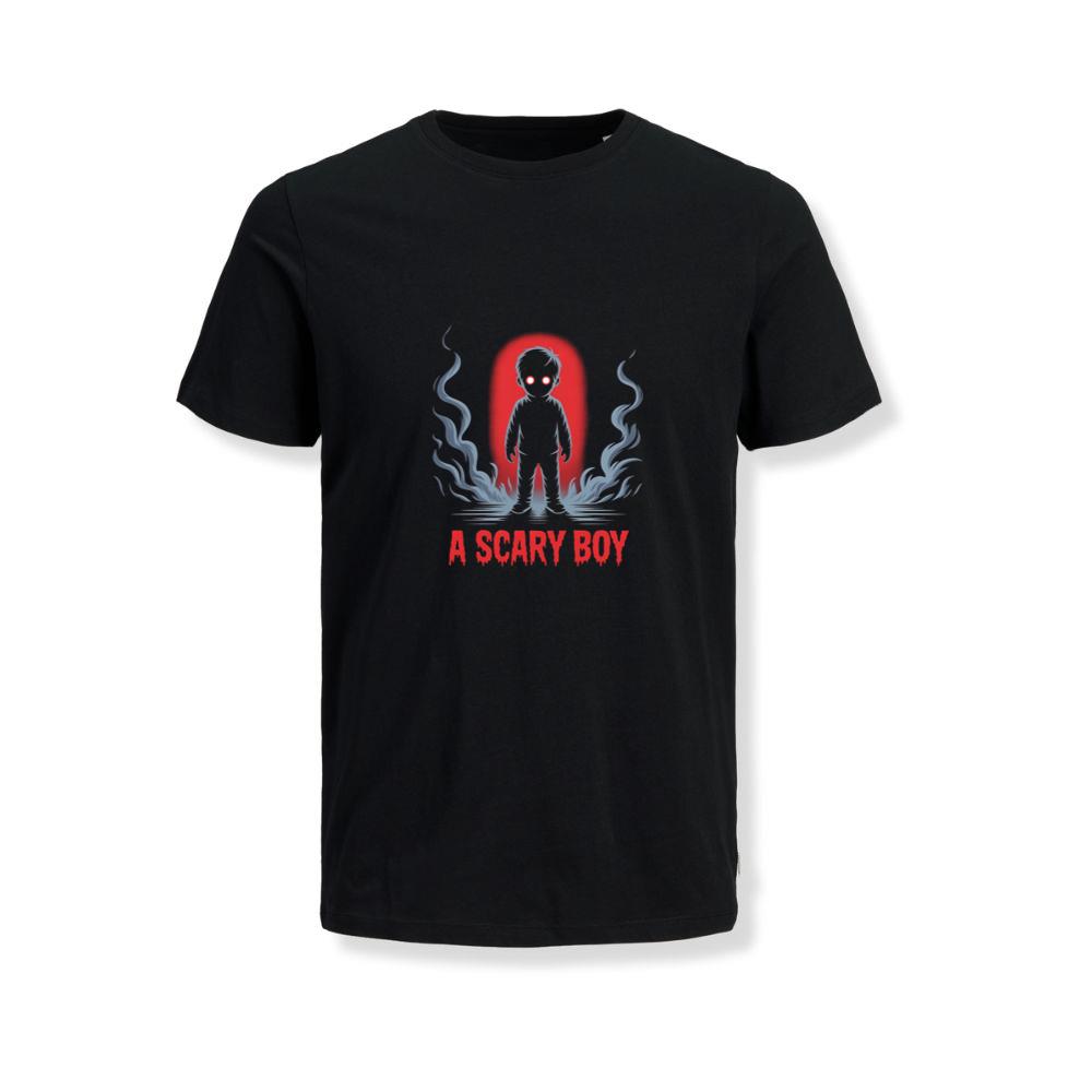 A Scary Boy Red Glow Horror Design T-Shirts