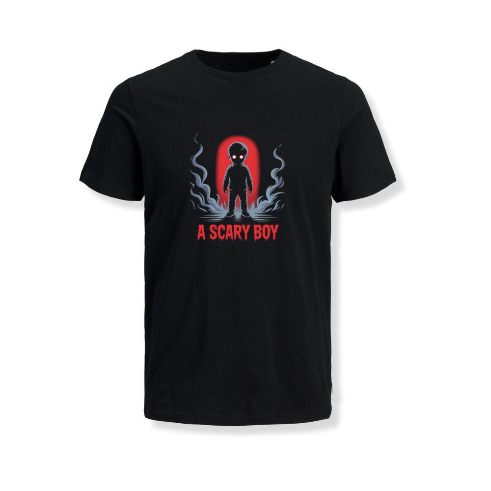 A Scary Boy Red Glow Horror Design TShirts Somoslasia
