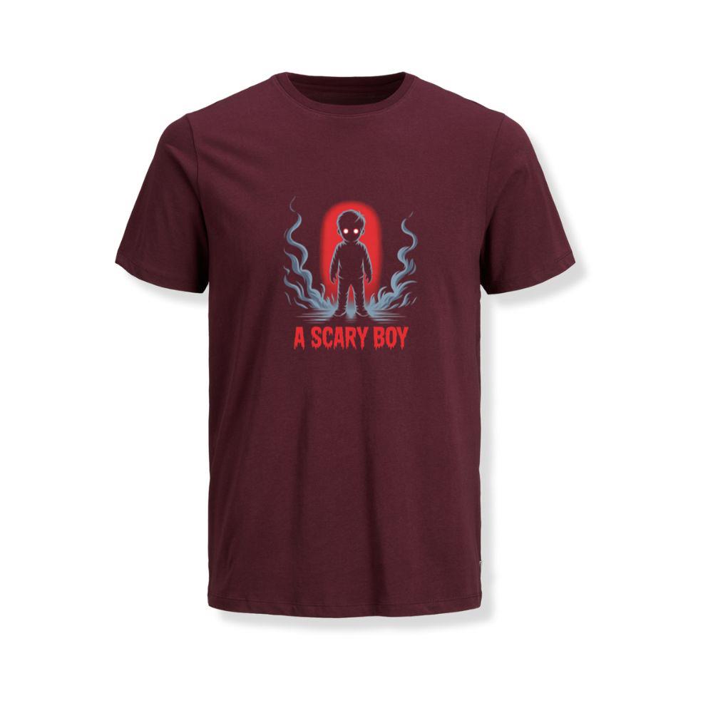 A Scary Boy Red Glow Horror Design TShirts Somoslasia