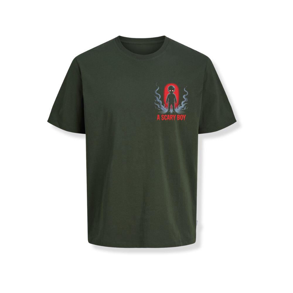 A Scary Boy Red Glow Horror Design T-Shirts